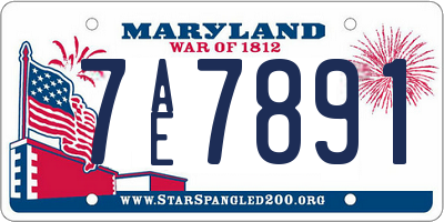 MD license plate 7AE7891