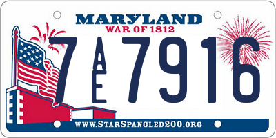 MD license plate 7AE7916