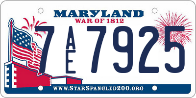 MD license plate 7AE7925