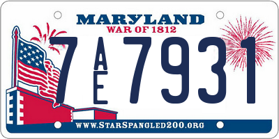 MD license plate 7AE7931