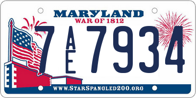 MD license plate 7AE7934