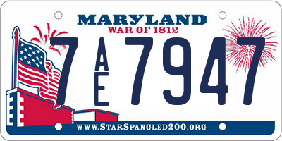 MD license plate 7AE7947