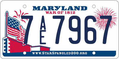 MD license plate 7AE7967