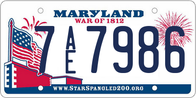 MD license plate 7AE7986