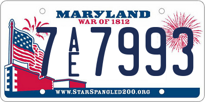 MD license plate 7AE7993
