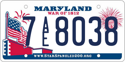 MD license plate 7AE8038