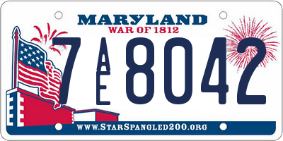 MD license plate 7AE8042