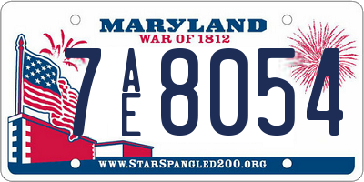 MD license plate 7AE8054