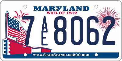MD license plate 7AE8062