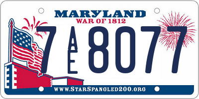 MD license plate 7AE8077