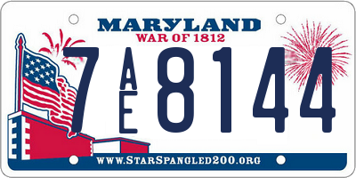 MD license plate 7AE8144