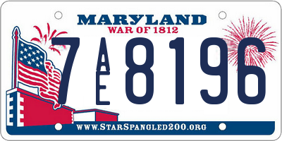 MD license plate 7AE8196