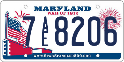 MD license plate 7AE8206