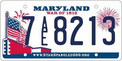 MD license plate 7AE8213
