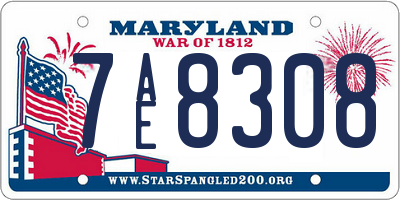 MD license plate 7AE8308
