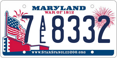 MD license plate 7AE8332