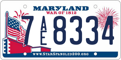 MD license plate 7AE8334