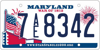 MD license plate 7AE8342