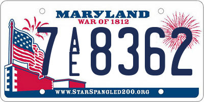 MD license plate 7AE8362