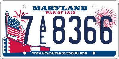 MD license plate 7AE8366