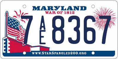 MD license plate 7AE8367