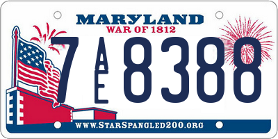 MD license plate 7AE8388