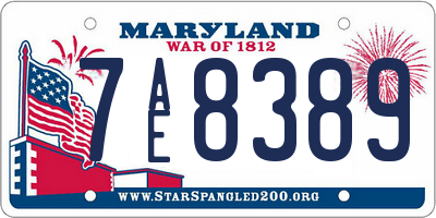 MD license plate 7AE8389
