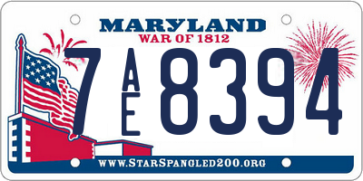 MD license plate 7AE8394