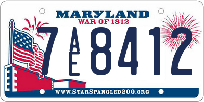 MD license plate 7AE8412