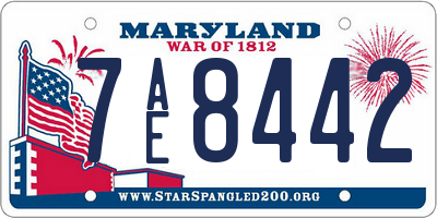 MD license plate 7AE8442