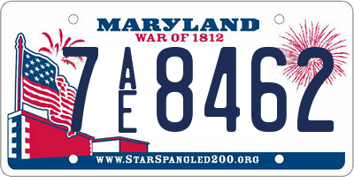 MD license plate 7AE8462