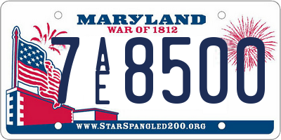 MD license plate 7AE8500