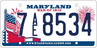 MD license plate 7AE8534