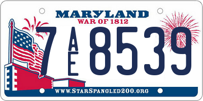 MD license plate 7AE8539