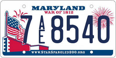 MD license plate 7AE8540