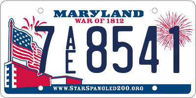 MD license plate 7AE8541