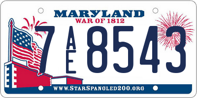 MD license plate 7AE8543