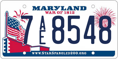 MD license plate 7AE8548