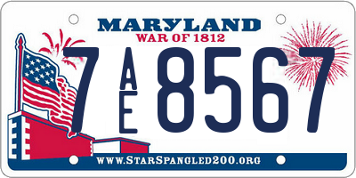 MD license plate 7AE8567
