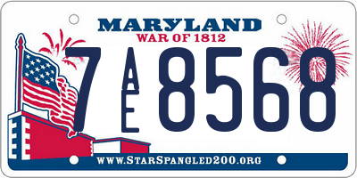 MD license plate 7AE8568