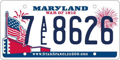 MD license plate 7AE8626