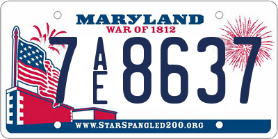 MD license plate 7AE8637