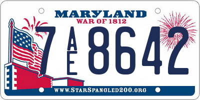 MD license plate 7AE8642