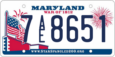 MD license plate 7AE8651