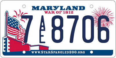 MD license plate 7AE8706