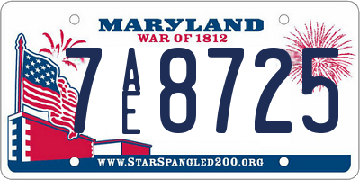 MD license plate 7AE8725