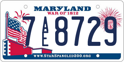 MD license plate 7AE8729