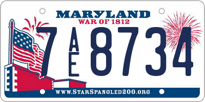 MD license plate 7AE8734
