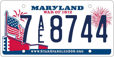 MD license plate 7AE8744