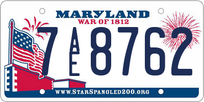 MD license plate 7AE8762